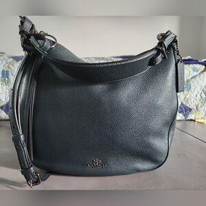 Coach Sutton Pebble Leather Hobo Shoulder Bag - Juniper Pine & Gunmetal (35593)